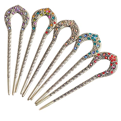 LOORGVEL 5stücke u Form Haarnadeln Mit Strasssteinen Für Frauen Mädchen Haar Gabeln in u Form Lange Haarnadeln Als Haar Zubehör Für Dutt Für Alltag Hochzeit von LOORGVEL