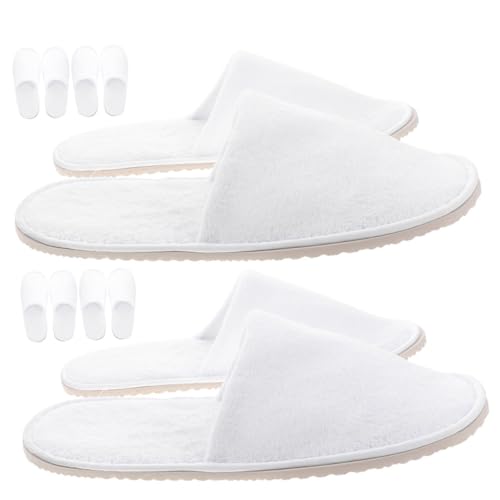 LOORGVEL 6 Paare Rutschfeste Gästehausschuhe für Hotel Spa und Zuhause Weiche Fleece Hausschuhe mit Dicker Sohle Komfortable und Sichere Slipper für Damen und Herren von LOORGVEL