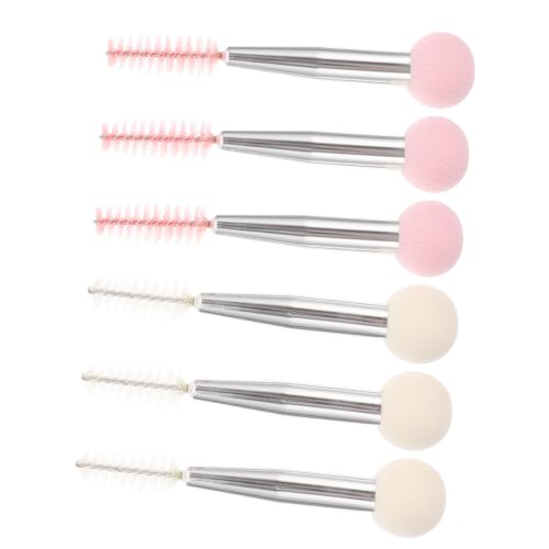 LOORGVEL 6 Stück Doppelkopf Make up Schwamm Applikator Vielseitige Kosmetikwerkzeuge für Augenbrauenpuder Mascara Foundation und Concealer Leicht und Kompakt für Reisen in Weiß und Rosa von LOORGVEL