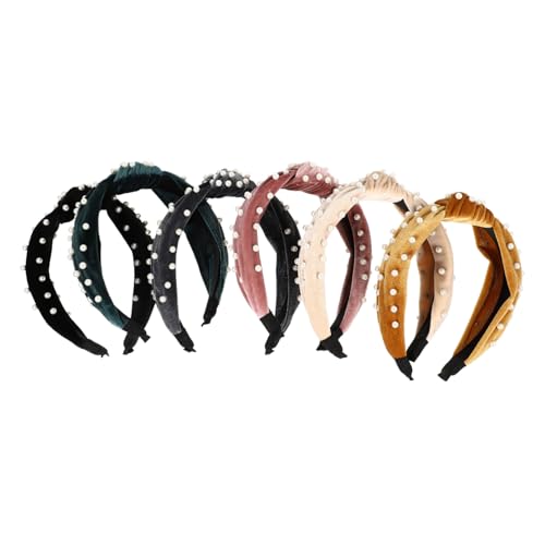 LOORGVEL 6 Stück Knotted Pearl Haarschmuck Kunststoff perlen Stirnbänder in Schwarz Gold Grün Modische Haarschmuck für Frauen Mädchen Schonend und Vielseitig für Alltag und Besondere von LOORGVEL