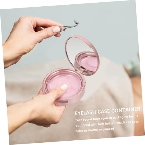 LOORGVEL 6 Stück Runde Wimpernbox mit Spiegel und Halter Aufbewahrungs organizer für Falsche Wimpern Leicht Kompakt Tragbar für Reisen und Tägliche Kosmetikaufbewahrung von LOORGVEL