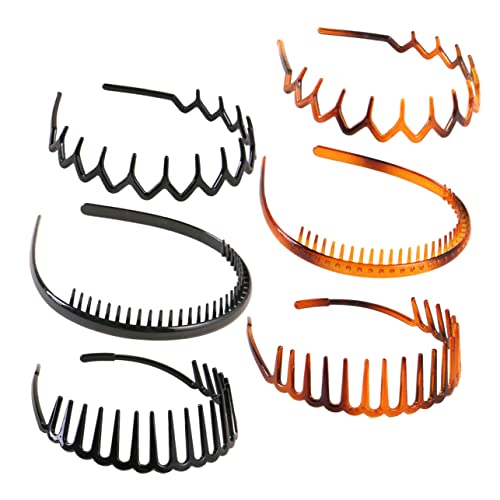 LOORGVEL 6 Stück Teiliges Elastisches Stirnband mit Gezahntem Haarreifen Unisex Haarschmuck zum Waschen Des Gesichts Leichtes Modisches Wellendesign für Damen und Herren von LOORGVEL