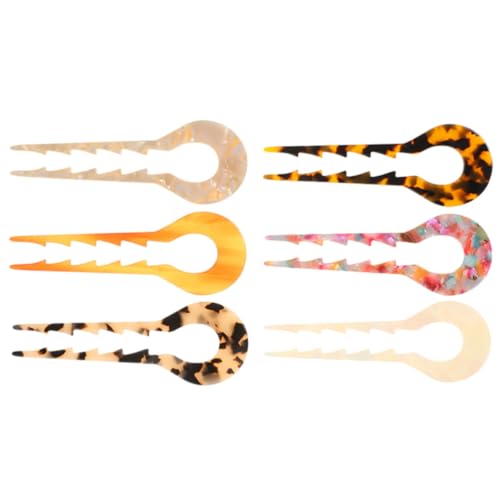 LOORGVEL 6 Stück Teiliges Förmige Haarnadeln aus Azetat für Lange Haare Modische Haarforken für Damen Haarknoten Halter Vielseitig Einsetzbar für Alltag Hochzeit Geschenkidee von LOORGVEL