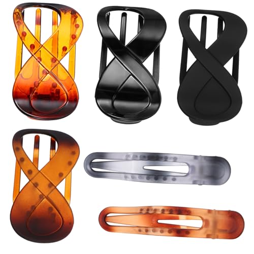 LOORGVEL 6 Stück Teiliges Haarklammern für Dickes Haar Starke Rutschfeste Haarklammern in Retro Stil Große Acrylklammern und Lange Clips für Frauen und Mädchen Vielseitig für Styling und von LOORGVEL