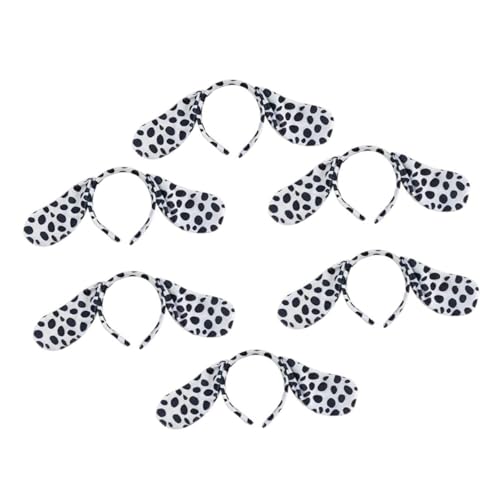 LOORGVEL 6 Stück Teiliges Haarreif mit Dalmatiner Ohren Elastische Kreative Tier Haarbänder für Party und Aufführung Weich und Bequem Modisches Haar Accessoire für Mädchen von LOORGVEL