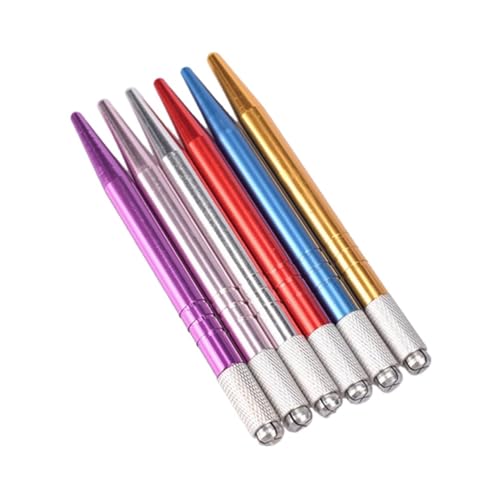 LOORGVEL 6 Stück Teiliges Manuelle Microblading Stifte für Dauerhaftes Make Up Ergonomisch Präzise Anwendung Farblich Sortiert Rot Blau Gold Silber Geeignet für Augenbrauen und Eyeliner von LOORGVEL
