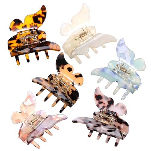 LOORGVEL 6 Stück Teiliges Schmetterling Haarspangen aus Robustem Acetat mit Starkem Modische Haarklammern für Dickes Haar Design für Frauen und Mädchen für Alltag und Besondere Anlässe von LOORGVEL