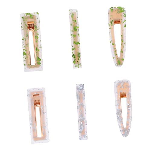 LOORGVEL 6 Stück Teiliges Set Blumige Haarklammern für Damen Retro Acryl Haarclips Grün und Silber Rutschfest Stilvolle Haaraccessoires für Alltag und Partys von LOORGVEL