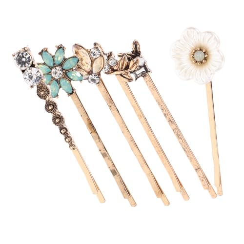 LOORGVEL 6 Stück Teiliges Vintage Blumen Haarspangen Stilvolle Haarklammern mit Rutschfestem Griff Modische Damen Haarclips für Alltag Party und Zarte Goldfarbene Blüten Accessoires von LOORGVEL