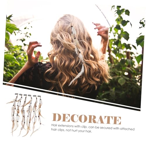 LOORGVEL 6 Stück Teiliges Vintage Ethnische Feder Haarspangen Indian Style Haarschmuck für Frauen Leichte Clips für Party Festival Rave Hair Extensions Clip Zöpfe und Dreadlock Accessoires von LOORGVEL