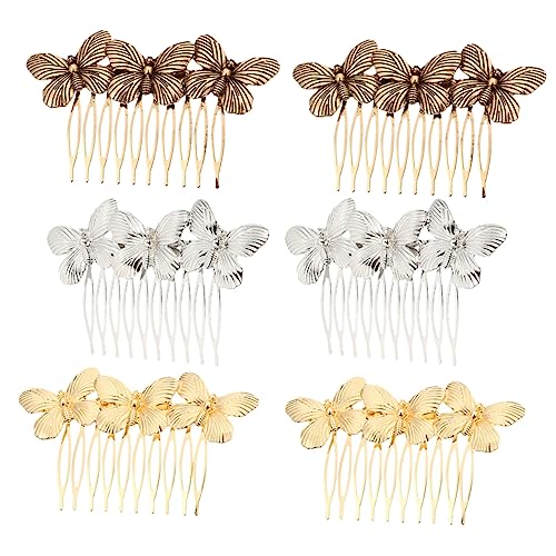 LOORGVEL 6 Stück Teiliges Vintage Haarkämme mit Schmetterlings Design aus Langlebiger Legierung Eleganter Brautschmuck für Frauen Geeignet für Hochzeiten Tanzpartys und Festliche Anlässe von LOORGVEL
