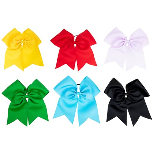 LOORGVEL 6stücke Grosse Schleifen Haargummis Mit Elastischen Haarband Für Mädchen Pferdeschwanzhalter Cheerleader-schleifen Haar-accessoires Für Frauen Und Mädchen von LOORGVEL