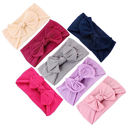LOORGVEL 7 Stück Teiliges Haarband mit Süßen Schleifen Elastische Kopfbedeckung für Mädchen für Alltag und Besondere Anlässe und für Empfindliche Köpfe für Junge Mädchen Kleinkinder von LOORGVEL