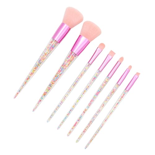 LOORGVEL 7 Stück Teiliges Professionelles Makeup Pinselset mit Transparentem Diamantgriff Weiche Pinke Puder und Lidschattenpinsel Langlebige Kosmetikwerkzeuge für Damen Komfortabel und von LOORGVEL