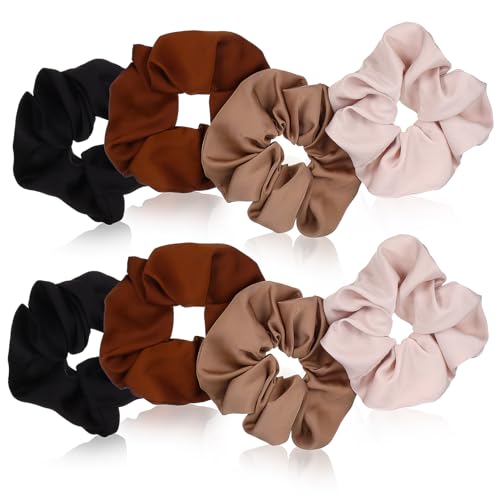 LOORGVEL 8 Stück Teiliges Große Elastische Scrunchies aus Doppelseitigem Leinen Weich und Formstabil Haarschonende Haargummis für Damen Vielseitig für Alltag Party Dating und Arbeit von LOORGVEL