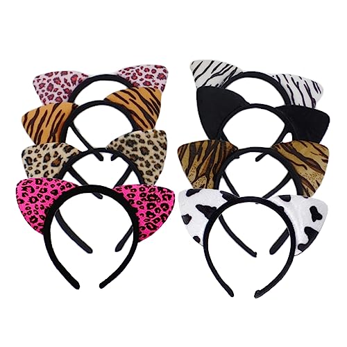 LOORGVEL 8 Stück Teiliges Katzenohren Haarreif Niedliches Tierohren Design Leichtes Material für Kostümpartys Geburtstagsdeko und Cosplay Feste Zufällige Muster von LOORGVEL