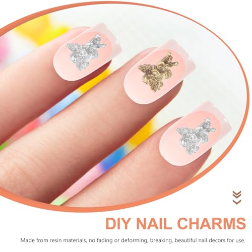 LOORGVEL 80 Stück Teiliges Nail Art Charms Vintage Barock Schutzengel Nagelverzierung DIY Maniküre Schmuck für Frauen Silber goldfarbene Kleine Nagelornamente für Party und Alltag von LOORGVEL