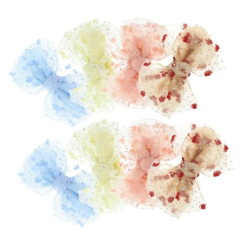 LOORGVEL 8stücke Teiliges Haarspangen Für Mädchen Netzstoff Schleifen Haarschmuck in Rosa Gelb Rot Und Blau Haarklammern Für Süße Frisuren Für Zuhause Partys Und Unterwegs von LOORGVEL