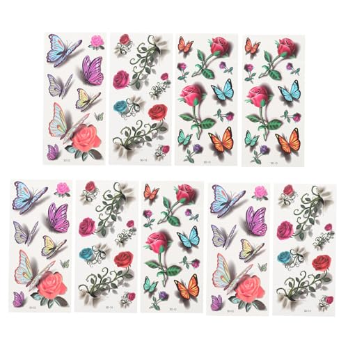 LOORGVEL 9 Blätter Teiliges Wasserdichte Temporäre Tattoos Aufkleber Bunte Realistische Schmetterling Transfer Sticker Leicht Entfernbare Hautdekoration Für Frauen Männer von LOORGVEL