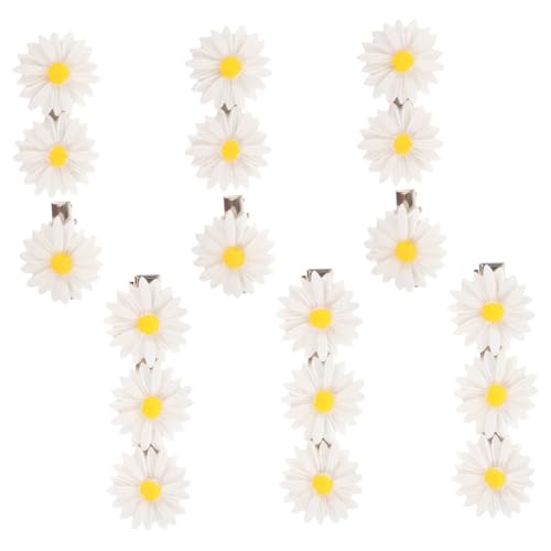 LOORGVEL 9 Stück Teiliges Weiße Daisy Haarspangen Blütenförmig Rutschfeste Haarklammern für Damen Mädchen Haarschmuck Urlaub Party Alltag von LOORGVEL