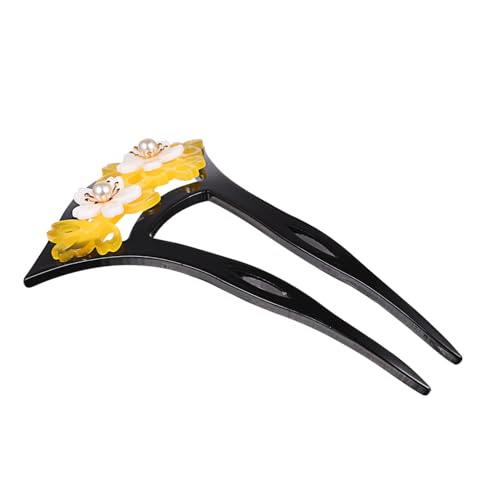 LOORGVEL Antike Chinesische Haarnadel U Förmiger Haarschmuck Retro Stil Vintage Haarnadel für Damen Hanfu Accessoire Gelb Klassischer Kopfschmuck für Braut und Alltag von LOORGVEL