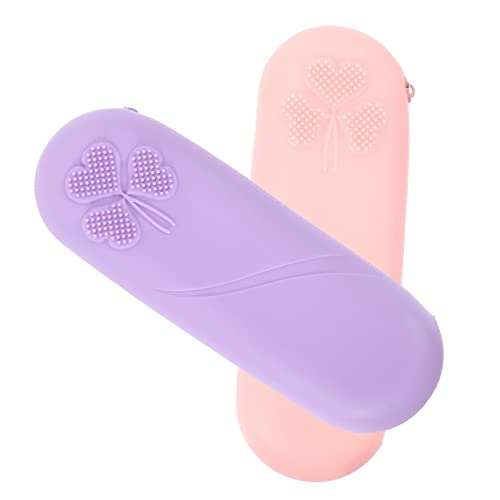 LOORGVEL 2stücke Silikon Make-up Pinseltasche Mit Reißverschluss Kosmetikpinselhalter Für Reisen Aufbewahrungstasche Für Make-up Werkzeuge Lippenstifte Lidschatten Zahnbürsten Stifte von LOORGVEL