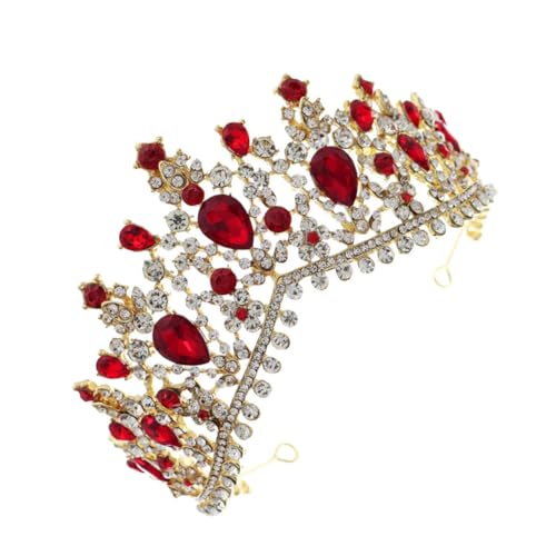 LOORGVEL Barock Brautkrone mit Roten Kristallen Langlebiger Haarschmuck für Hochzeiten Partys Verlobungen Festliche Anlässe Geeignet für Frauen und Mädchen Dekoratives Brautaccessoire von LOORGVEL