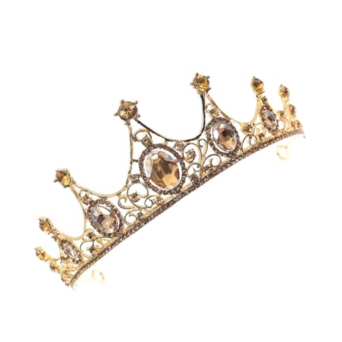 LOORGVEL Barock Haarkrone Gold Langlebiger Leichter Braut Tiara Haarschmuck Vintage Strass Schmuck für Hochzeit Party und Fest Geeignet für Braut und Blumenmädchen von LOORGVEL