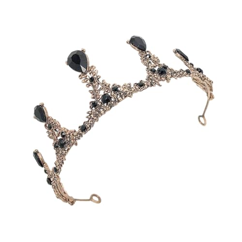 LOORGVEL Barockstil Kristallkrone Schwarz Leichtes Haarschmuck Diadem Retro Haaraccessoire für Braut Hochzeit Geburtstag Stilvolle Damen Haardeckoration von LOORGVEL
