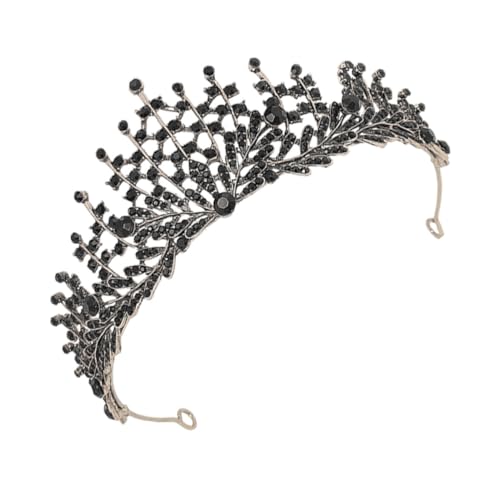 LOORGVEL Barockstil Tiara Krone Schwarz Alloy Langlebig Damen Haarschmuck Hochzeit Brautgeburtstag Party Kopfschmuck Komfortabel Verstellbar von LOORGVEL