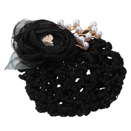 LOORGVEL Blumen Haarnetz für Dutt Damen Haarnetze Haarknoten Clip Stoff Haaraccessoire Schwarz Netz Haarnetz für Krankenschwestern und Kellnerinnen Praktisch und Elegant von LOORGVEL