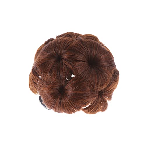 LOORGVEL Blumenhaarspange Haarteil Dutt Klammer Synthetisch für Hochsteckfrisuren Damen Haarschmuck Haaraufsteckhilfe Volumenfixator Leicht Braun von LOORGVEL