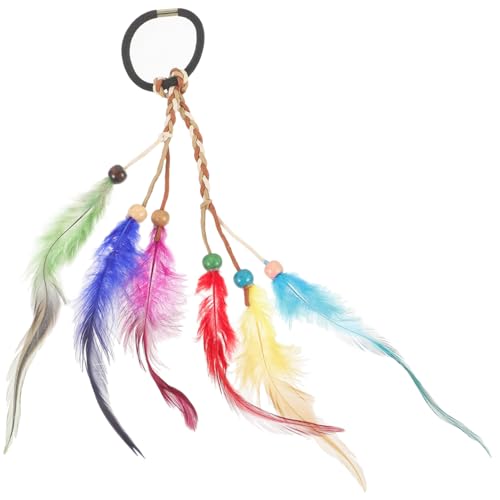 LOORGVEL Bohemian Haargummi mit Federn und Perlen Elastisches Haarband im Ethno stil Stilvolles Haarschmuck accessoire für Frauen Geeignet als Brautschmuck und Party deko von LOORGVEL