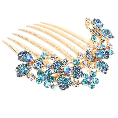 LOORGVEL Braut Haarkamm Strasssteine Wasserblau Haarschmuck Hochzeitsschmuck Damen Seitenkamm für Festliche Anlässe Party und Brautfrisur von LOORGVEL