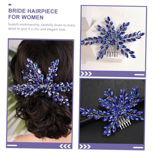 LOORGVEL Braut Haarkamm mit Blauen Strasssteinen und Silbernem Draht Eleganter Haarschmuck für Frauen Leichtes Bequemes Steckkamm accessoire für Hochzeit Party und Festliche Anlässe von LOORGVEL