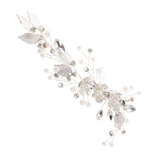 LOORGVEL Braut Haarreif mit Kunstperlen und Blättern Eleganter Haarschmuck für Frauen Komfortabler Perlenglanz Geeignet für Hochzeit Party Brautjungfer Festliches Stirnband von LOORGVEL