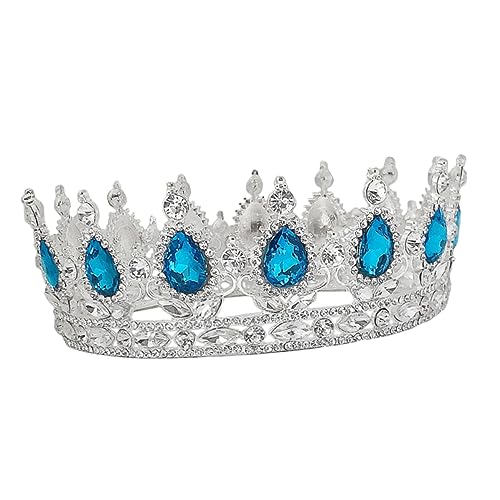 LOORGVEL Brautkrone Silber mit See Blau Kristallen Barock Wassertröpfchen Hochzeit Kopfschmuck Modisches Fest Accessoire für Damen Runde Tiara für Braut und Besondere Anlässe LOORGVEL Brautkrone Silber mit See Blau Kristallen Barock Wassertröpfchen Hochzeit Kopfschmuck Modisches Fest Accessoire für Damen Runde Tiara für Braut und Besondere Anlässe von LOORGVEL