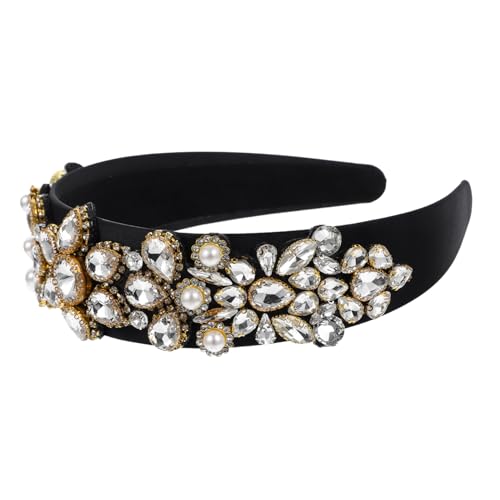LOORGVEL Breiter Rand Haarreif mit Vintage Perlen und Schwarzen Weißen Strasssteinen Modisches Haarschmuck accessoire für Alltag Festival und Party Eleganter Rhinestone Haarreif LOORGVEL Breiter Rand Haarreif mit Vintage Perlen und Schwarzen Weißen Strasssteinen Modisches Haarschmuck accessoire für Alltag Festival und Party Eleganter Rhinestone Haarreif von LOORGVEL