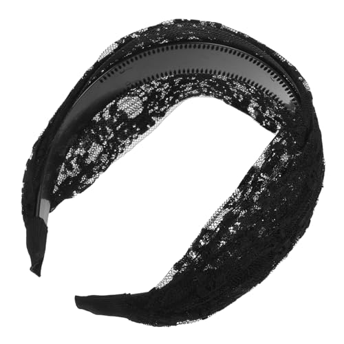 LOORGVEL Breites Spitzen Haarband Damen Modisch Leicht Elastisch Schwarz Vielseitig für Alltag und Fest Geeignet Stilvolles Haarschmuck Accessoire von LOORGVEL