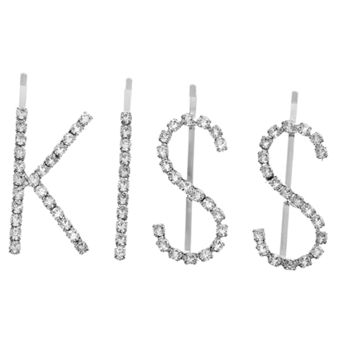 LOORGVEL Buchstaben Haarspangen Silberne Strass Haarklammern Langlebige Legierung Modischer Haarschmuck für Mädchen Geeignet für Alltag Party und Schule von LOORGVEL
