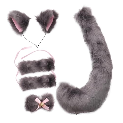 LOORGVEL Cosplay Fuchsohren und Plüsch Ohren Haarband und Halsband Party Zubehör Halloween Kostüm Jungen Mädchen Geeignet von LOORGVEL