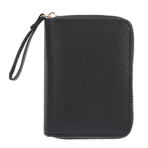 LOORGVEL Damen Geldbörse mit Reißverschluss Clutch Große Kapazität Kartenhalter Portemonnaie Damen Viele Fächer Kompakte Kartentasche Schwarz Praktische Organizerbörse von LOORGVEL