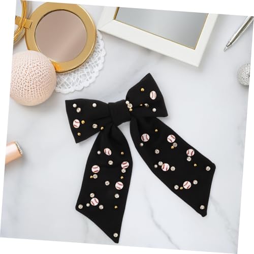 LOORGVEL Dekorative Haarkarte Retro-Haarspangen mit Strasssteinen Strass-Haarschmuck für Frauen dekorative Haarspangen für Damen erwachsene haarschleifen große Haarspange Stoff Schwarz von LOORGVEL