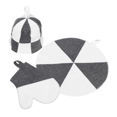 LOORGVEL Dicke Saugfähige Saunahaube mit Isolierender Funktion Inklusive Handschuhe und Matte Schützender Dampfbad Zubehör für Damen und Herren Badezimmer von LOORGVEL