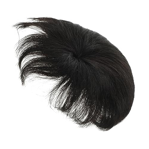 LOORGVEL Echthaar Haarteil für Männer Natürliches Schwarzes Toupet Atmungsaktiv Modisches Haarersatzstück für Tägliche Anwendung und Party Echtes Haar Realistische Abdeckung von von LOORGVEL