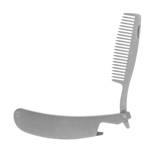 LOORGVEL Edelstahl Klappkamm Bartkamm mit Breiten Zähnen Faltbar Tragbar für Bart Haarstyling Herren Reise Mini Kamm Langlebig und Einfach zu Bedienen von LOORGVEL