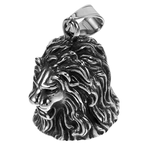 LOORGVEL Edelstahl Löwenkopf Schlüsselanhänger mit Motorradklingel Vintage Anhänger für Herren Rostfrei Robust Modisches Accessoire für Stilbewusste Männer Vielseitig und Detailreich von LOORGVEL