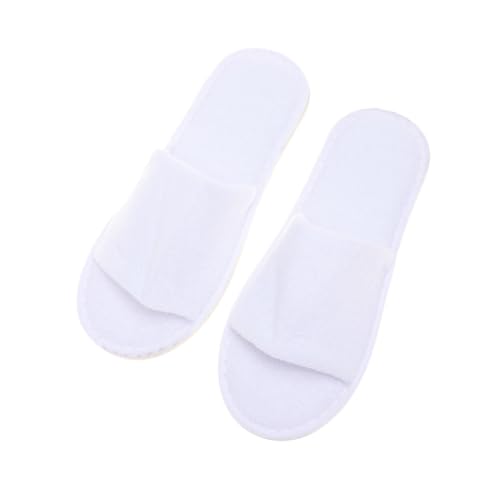 LOORGVEL Einweg Offene Zehen Spa Hausschuhe Weiß Rutschfeste Halboffene Gästehausschuhe für Hotel Reise Spa und Zuhause Weiche Bequeme Pantoffeln für Damen und Herren von LOORGVEL