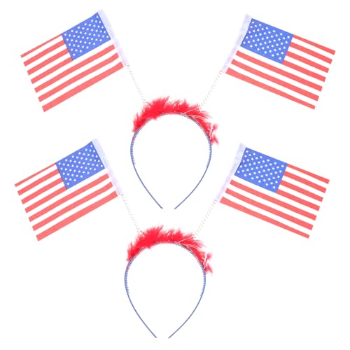LOORGVEL Elastischer Haarreif Mit Flagge Und Blumenmuster Kopfbedeckung Mit Amerikanischer Flagge Für Partys Unabhängigkeitstag- von LOORGVEL