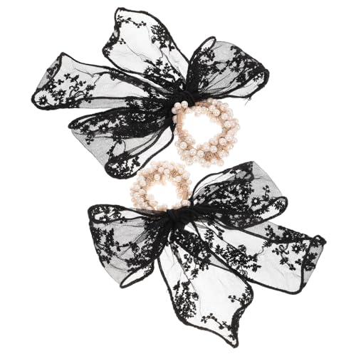 LOORGVEL Elastisches Perlen Haarband 2 Stücke Damen Und Mädchen Haarschmuck Mit Schleifen Dekorative Haarbänder Für Pferdeschwanz Modisches Haar Zubehör Für Partys Und Hochzeiten von LOORGVEL